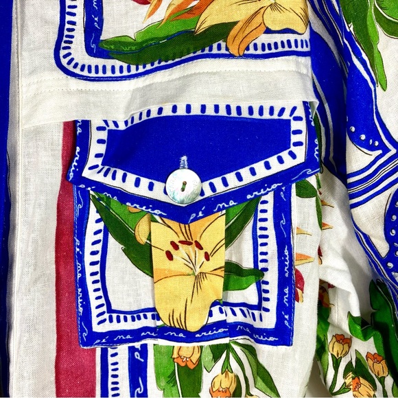 *SOLD* Farm Rio Tropical Destination Midi Linen Blend Shirt Dress Small NWT - Picture 12 of 17